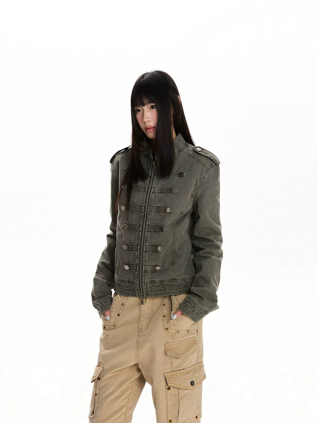 Palace Style Washed Denim Jacket for Women