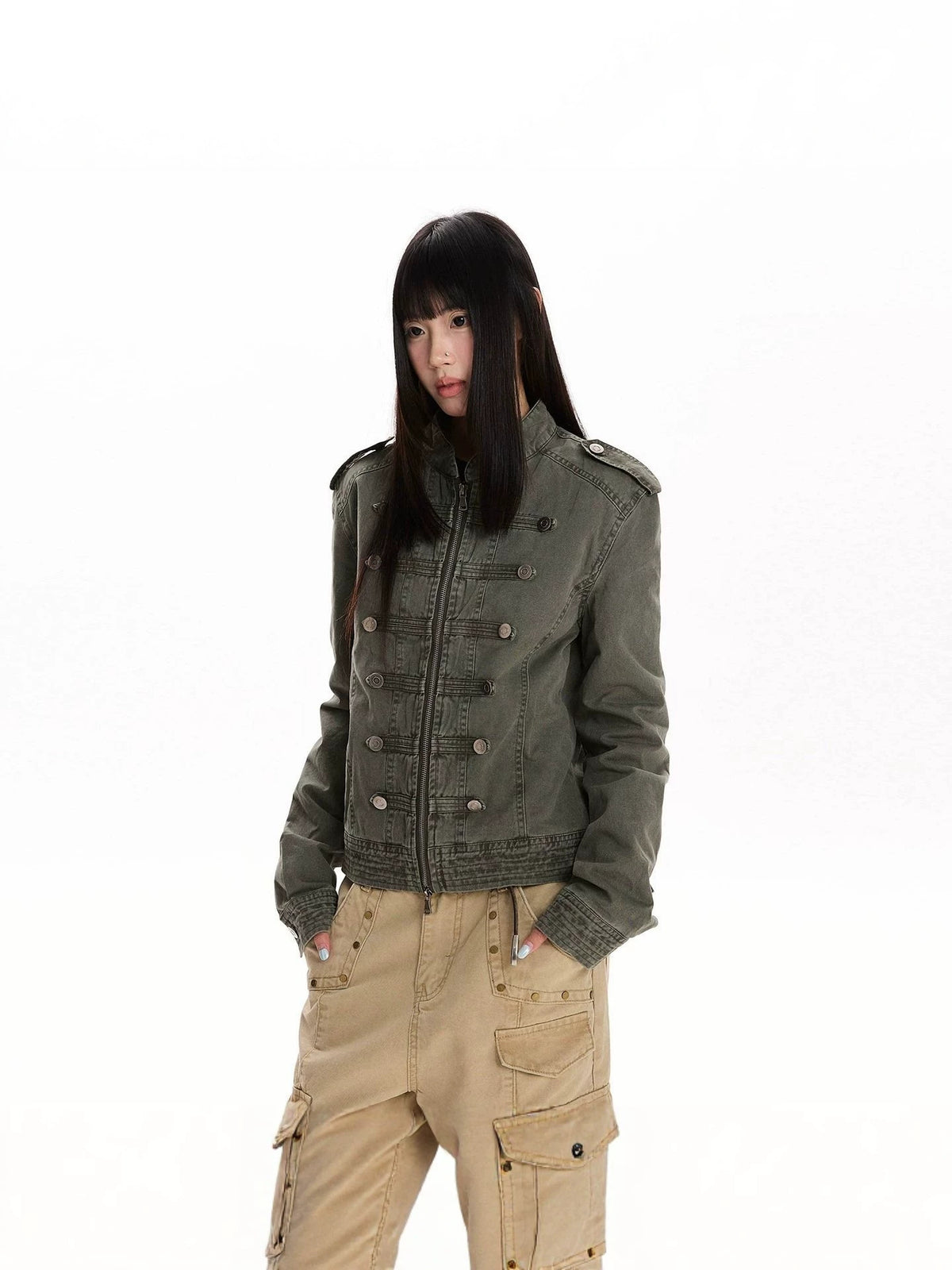 Palace Style Washed Denim Jacket for Women