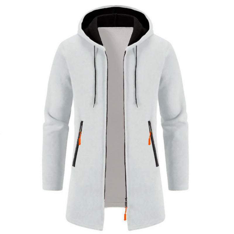 Men's Hooded Mid-length Thin Velvet Loose Large Size Thin Velvet Sweater Jacket