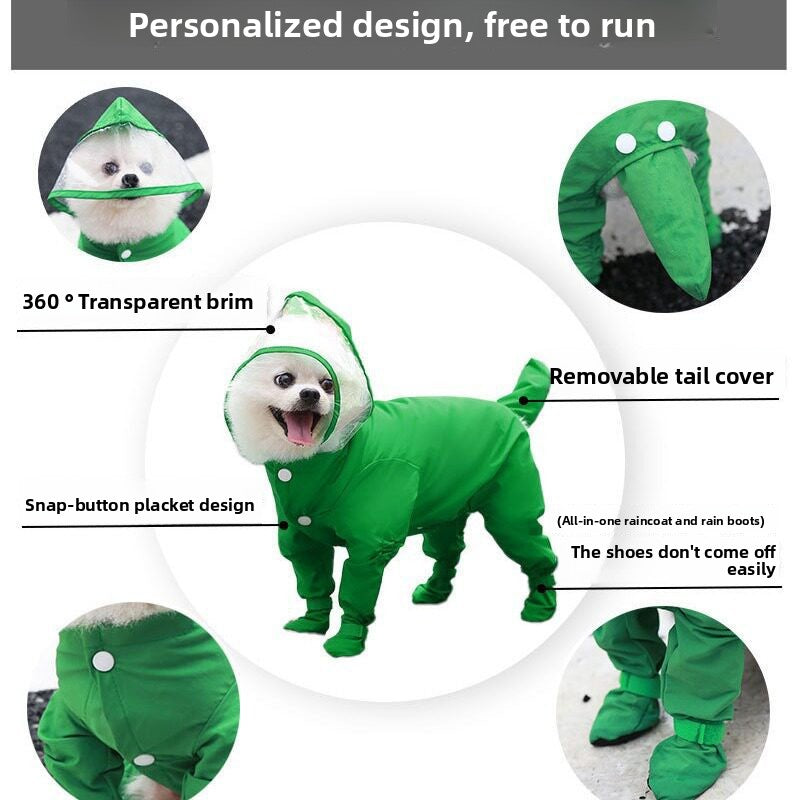 Waterproof Full-Coverage Dog Raincoat, Four-Legged Pet Rainwear for Small Dogs