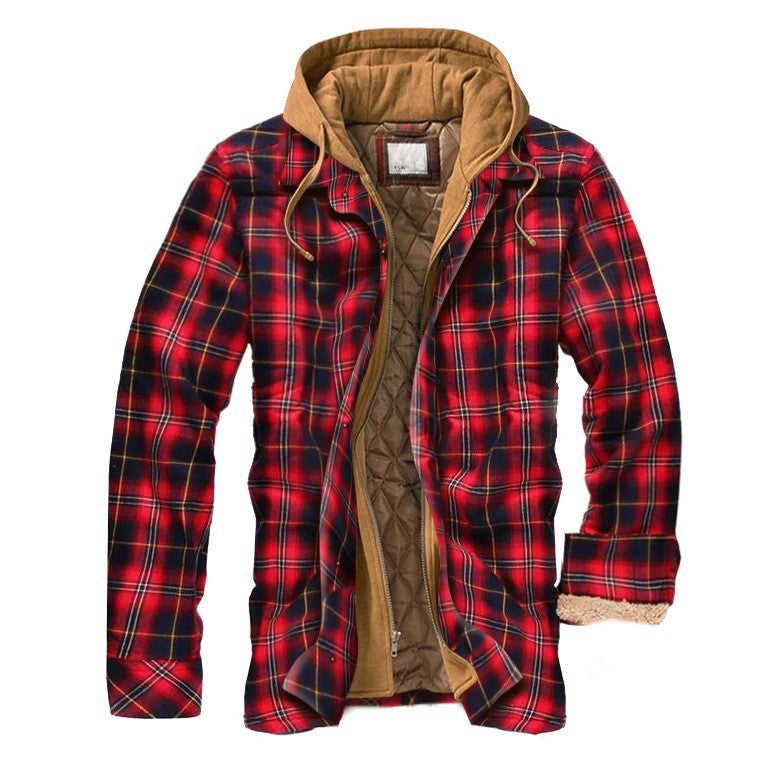 Mens Plaid Hooded Jacket