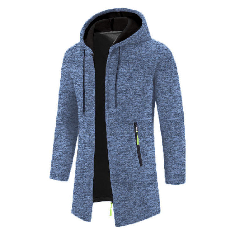Men's Hooded Mid-length Thin Velvet Loose Large Size Thin Velvet Sweater Jacket