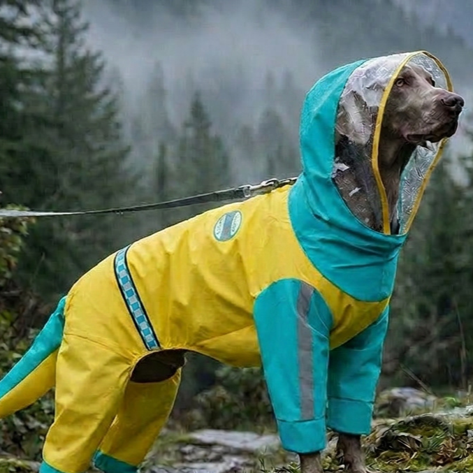 Outdoor four-legged big dog raincoat