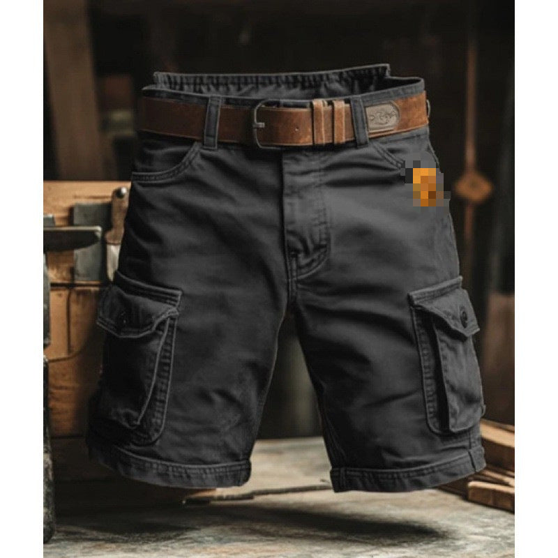 Cross-Border Independent Station New Digital Printing Men's Fashion Casual Zipper Cargo Shorts