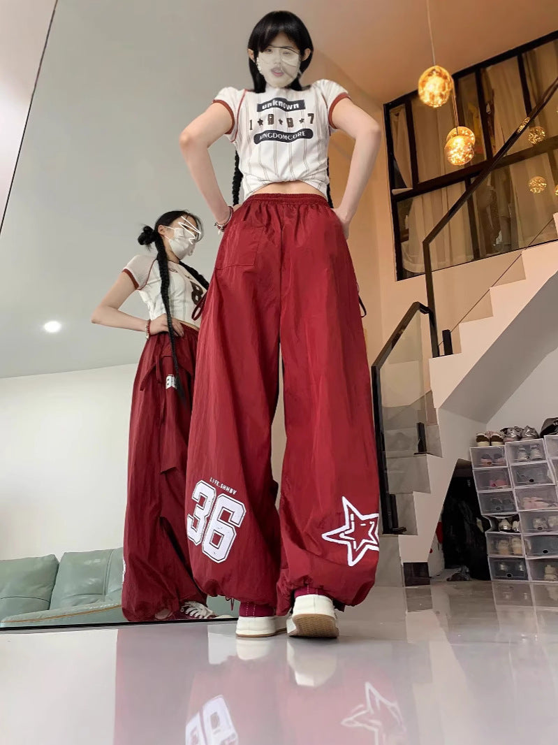 Womens Wide-Leg Dance Cargo Pants