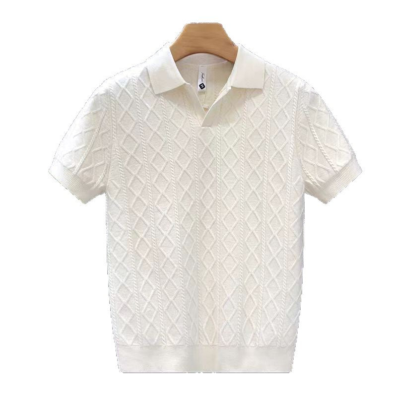 Turn-down collar short sleeves
