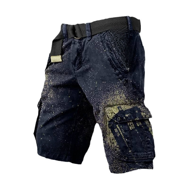 Cross-Border Independent Station New Digital Printing Men's Fashion Casual Zipper Cargo Shorts
