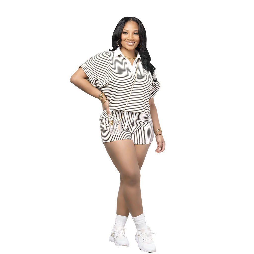 Striped Loose Casual Two-piece Set