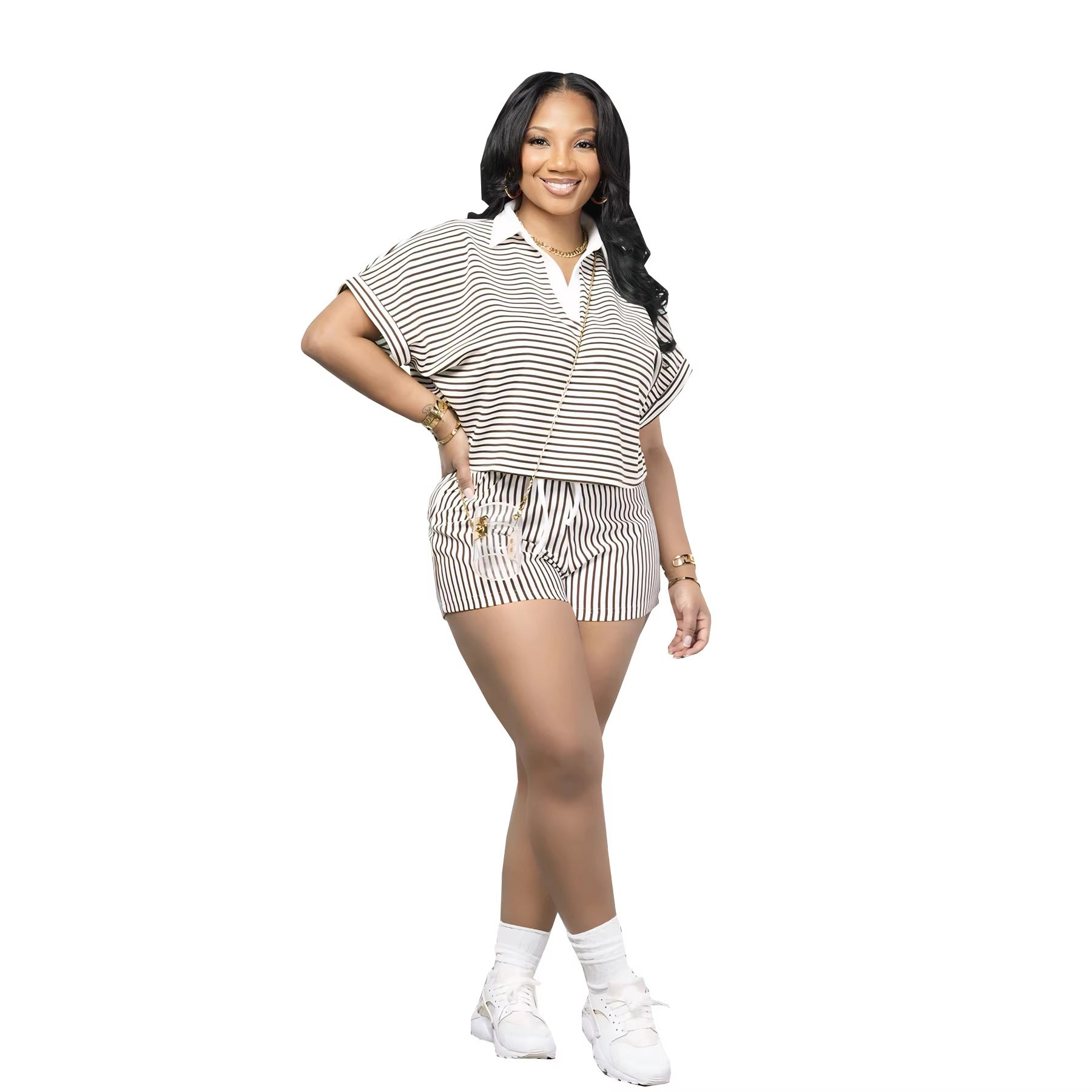 Striped Loose Casual Two-piece Set