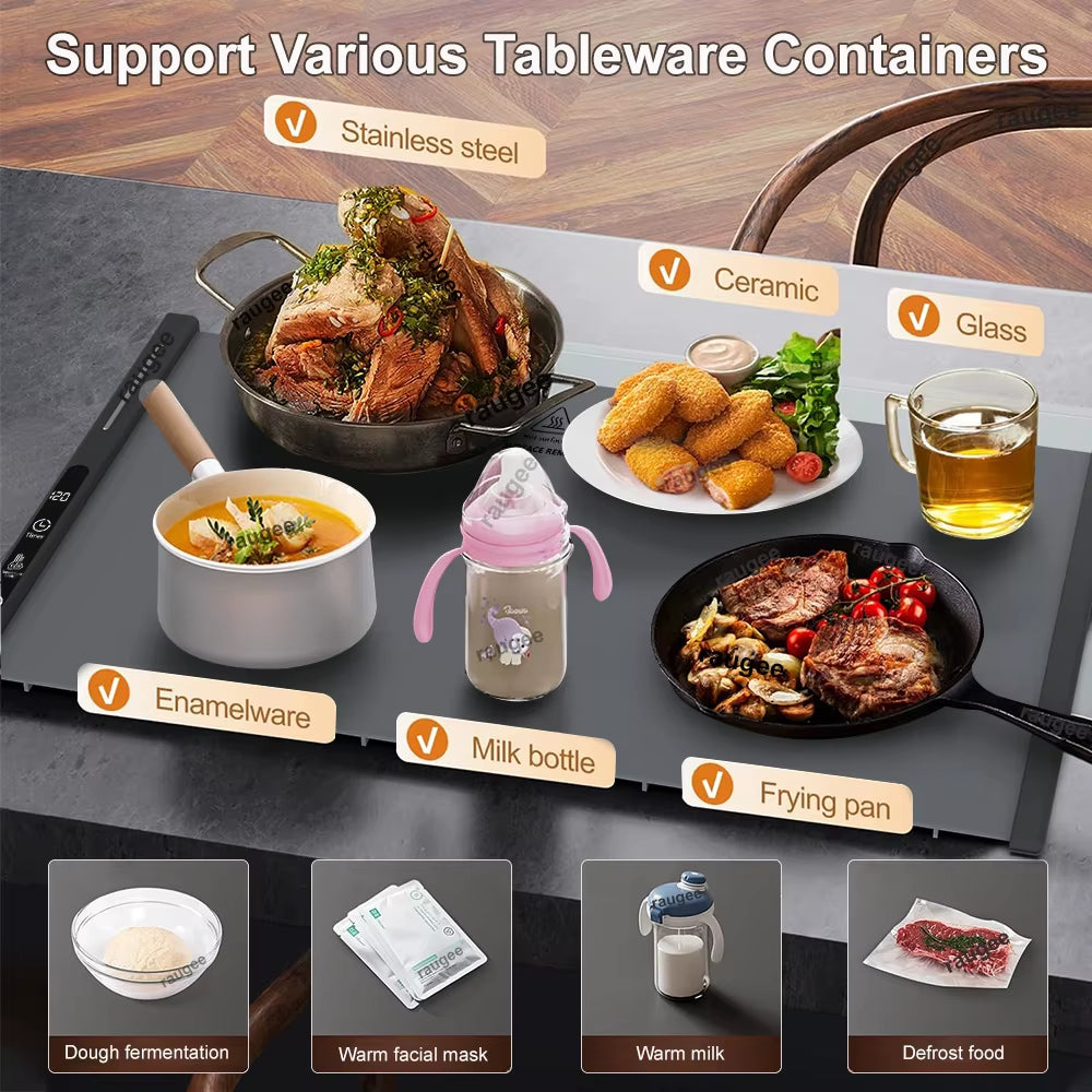 Food Warmer Electric Food Warmer Plate Electric Warming Tray for Food Fast Heating Food Warming Pad Foldable Food Warming Mat