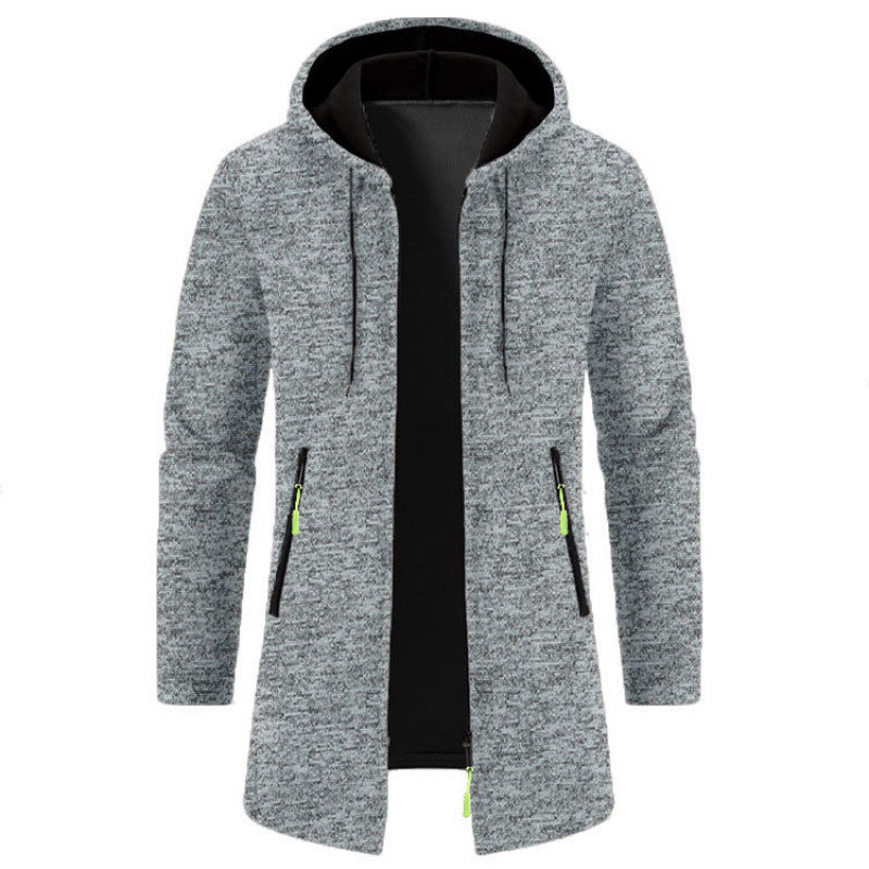 Men's Hooded Mid-length Thin Velvet Loose Large Size Thin Velvet Sweater Jacket