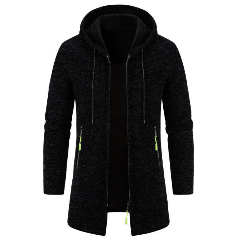 Men's Hooded Mid-length Thin Velvet Loose Large Size Thin Velvet Sweater Jacket
